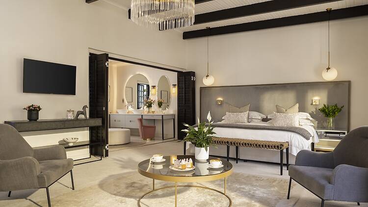 A premier suite, one of only 24 keys  available across the Steenberg Hotel. 