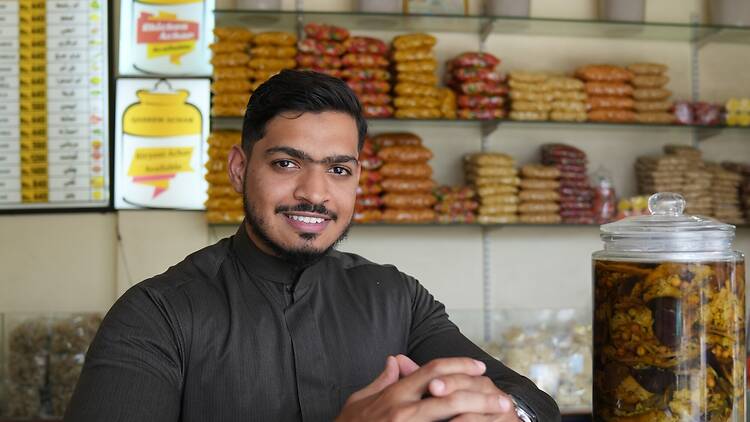 Shaik Huzaifa Al Amoodi, the current owner of Qadeem Achar Ghar