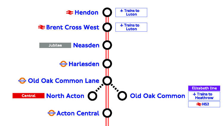 West London new Overground line map