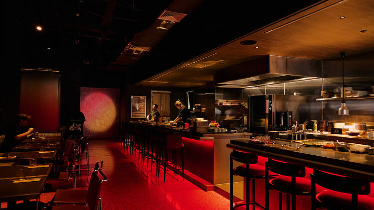 Sachi Sachi's red-hued. dining room.