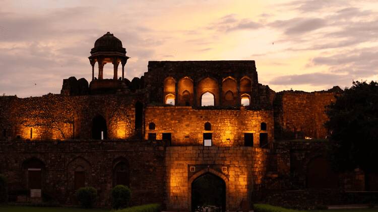 Purana Quila lit up during night-time Purana Quila lit up during night-time
