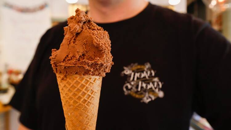 Belgian dark chocolate stracciatella gelato