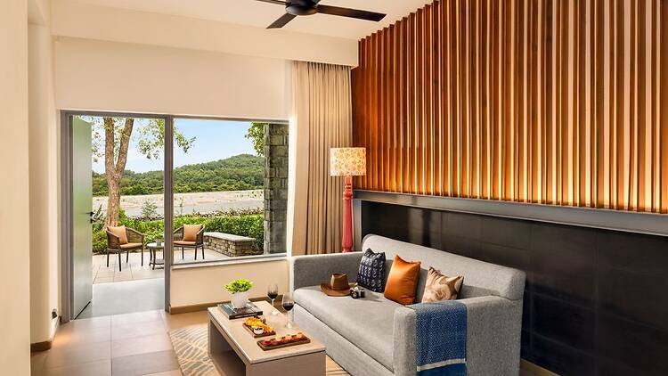 River Kosi visible from inside the rooms