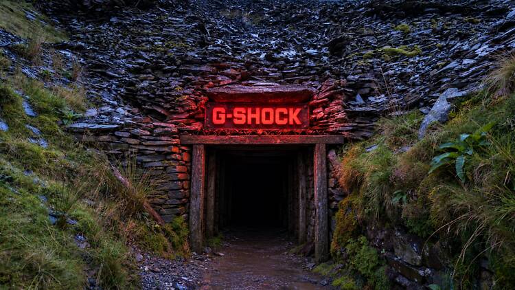 Entrance to the rave at the Cwmorthin slate mine in Snowdonia Entrance to the rave at the Cwmorthin slate mine in Snowdonia
