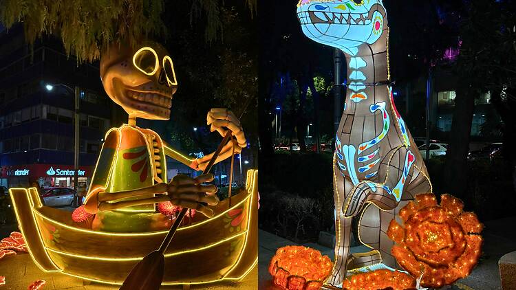 Más de 10 esculturas con luz en Reforma por Día de Muertos gratis