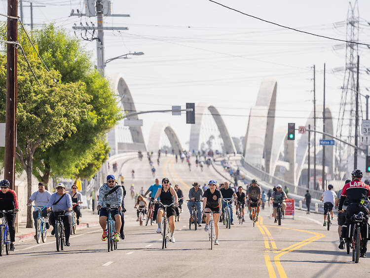 CicLAvia—Heart of L.A. Cyclists ride across the Sixth Street Viaduct