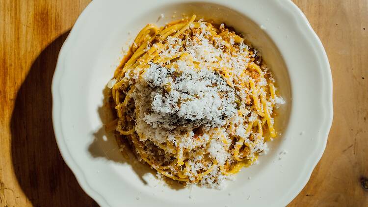 A bowl of linguine