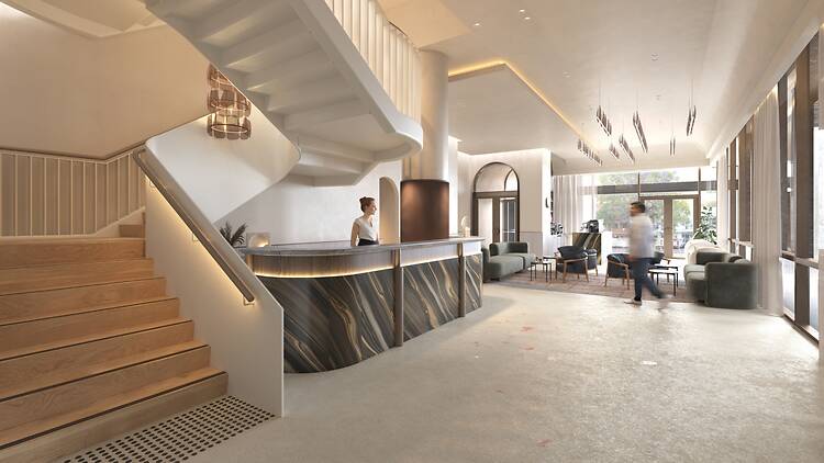 The lobby at Crystalbrook Sam, Adelaide