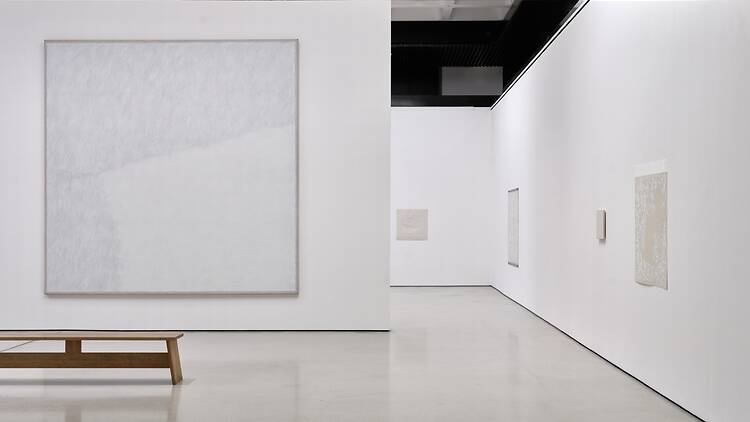 Installation view of ‘Robert Ryman… The Real Thing’, Barbican Art Gallery Installation view of ‘Robert Ryman… The Real Thing’, Barbican Art Gallery
