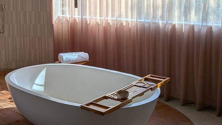 A fancy bath in a hotel spa