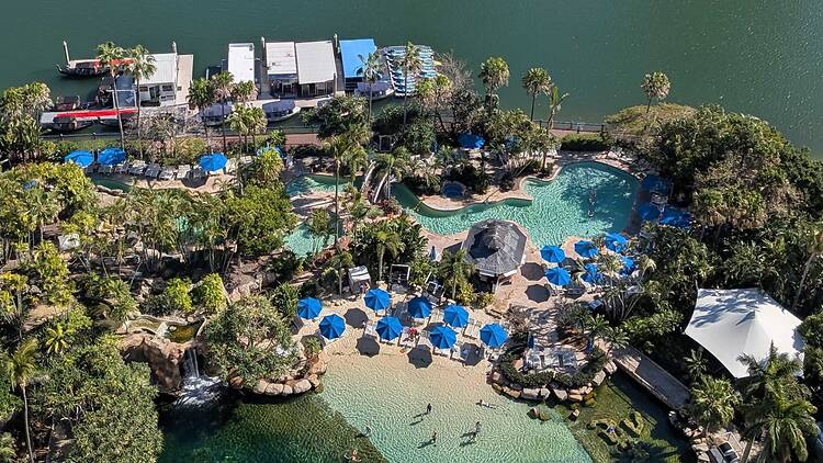 Hotel pools shot from above