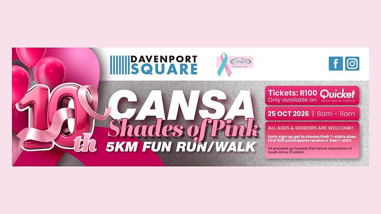 CANSA Shades of Pink Davenport Square 5km Fun Run/Walk CANSA Shades of Pink Davenport Square 5km Fun Run/Walk