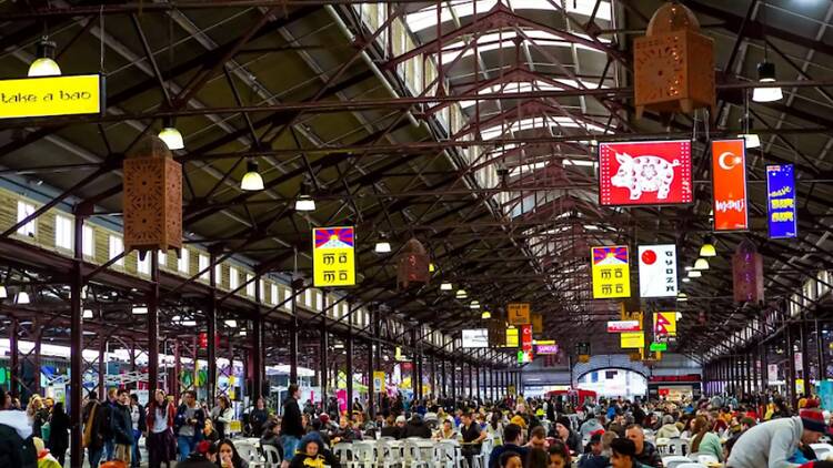 Melbourne International Dumpling Festival a full Queen Victoria Market during the International Dumpling Festival