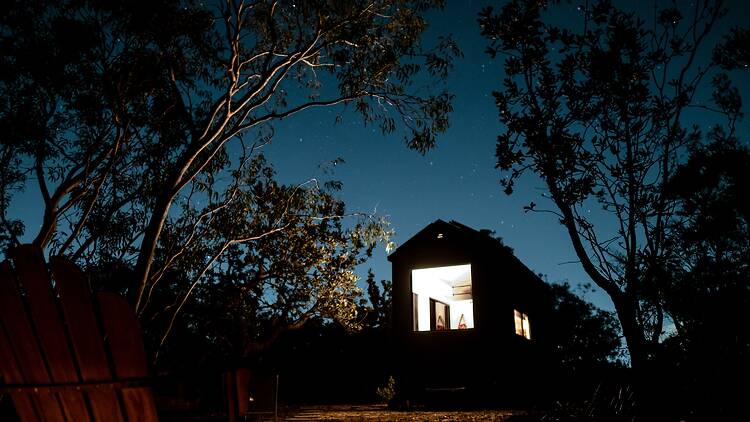 tiny home at nighttime tiny home at nighttime