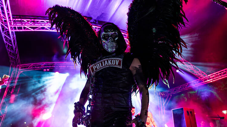 Ghost Festival Poliakov Vodka Main Stage A performer in costume on the Poliakov Vodka Main Stage at Ghost Festival Sydney