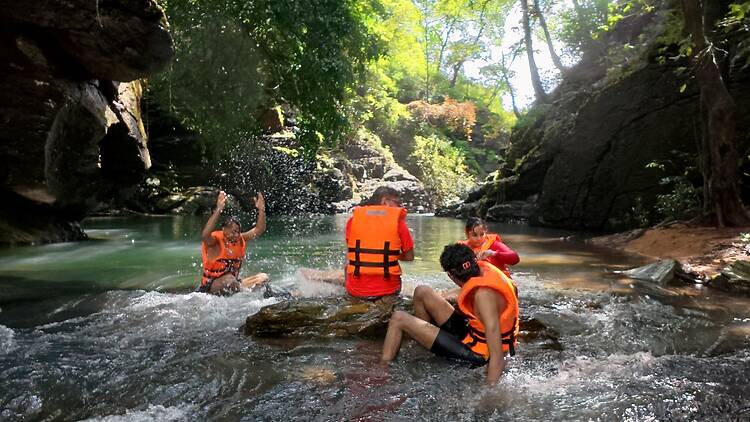 Secluded waterfall trek