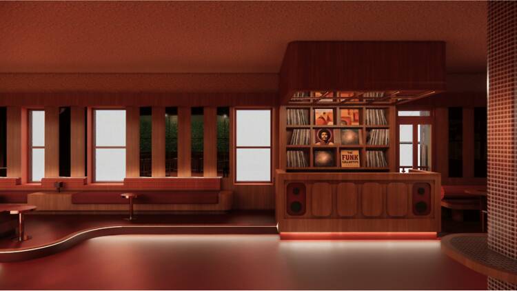 Lucky's Render of the new upstairs DJ space at Lucky's