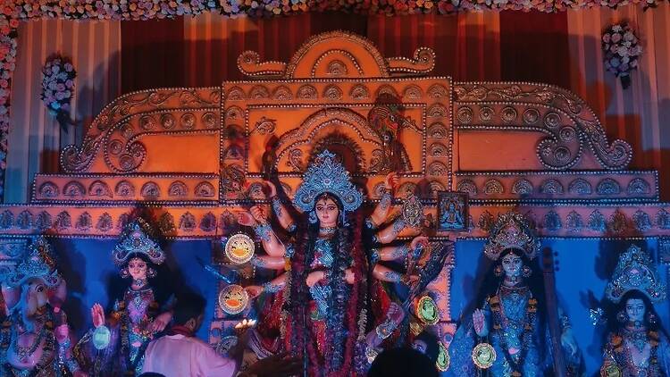 A Durga Puja pandal at Seawoods, Navi Mumbai