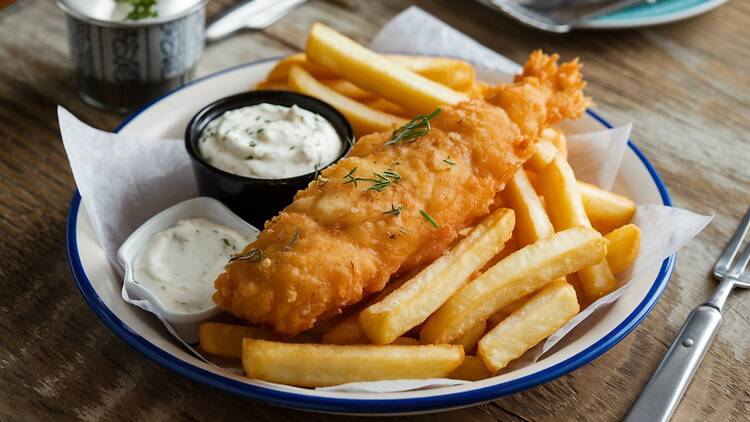 Plate of fish and chips Plate of fish and chips