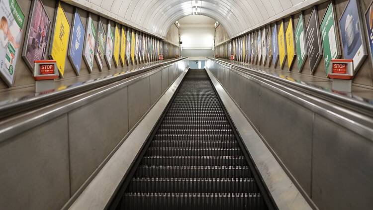 One of the escalators at Angel Underground Station One of the escalators at Angel Underground Station