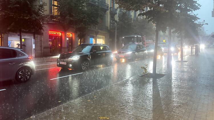 Rainy street in Barcelona Rainy street in Barcelona