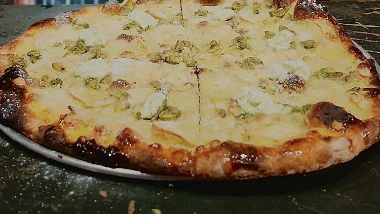 A classic margherita at Ozzy’s Apizza at Bedford Tavern