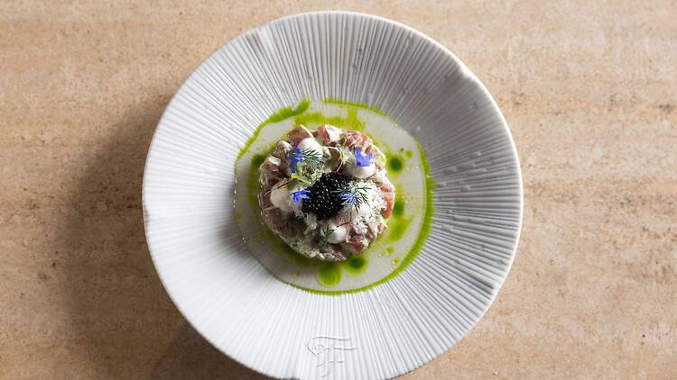A tuna dish on a plate