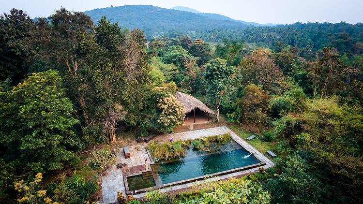 The natural pool at Dudhsagar Plantation