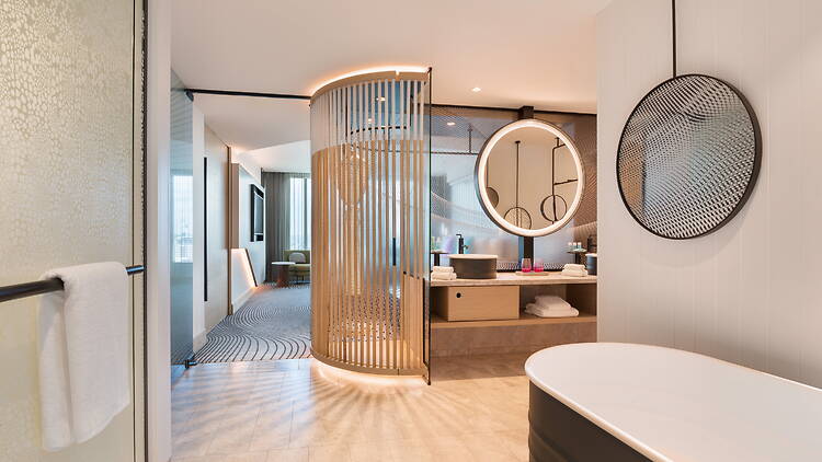 The suite bathroom at W Brisbane