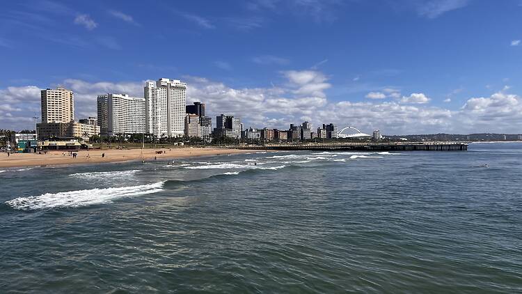 Durban’s beachfront, with Southern Sun Elangeni & Maharani overlooking the Golden Mile. Durban’s beachfront, with Southern Sun Elangeni & Maharani overlooking the Golden Mile.
