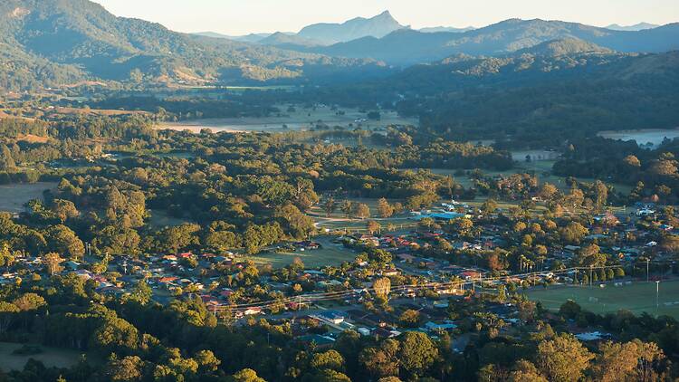 Scenic views over the Byron Bay hinterland from a Byron Bay Ballooning hot air balloon.