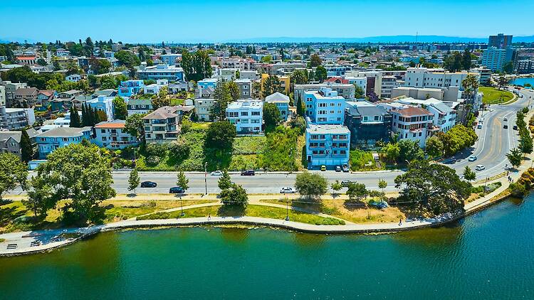 Lake Merritt shoreline in Oakland, California