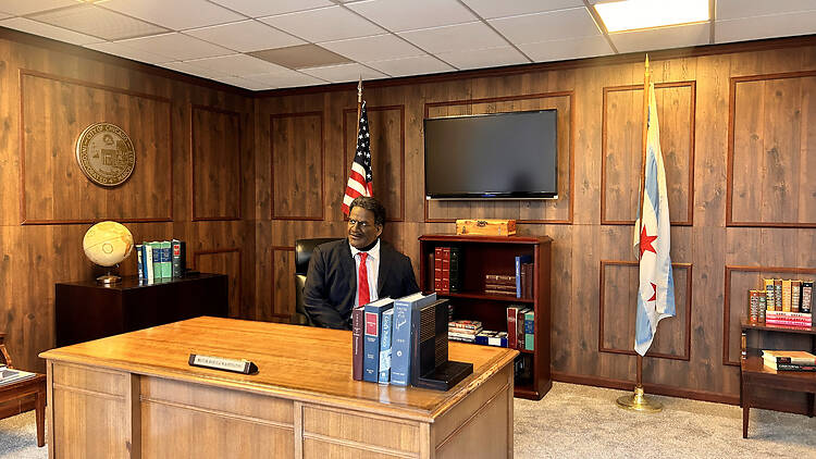 A Harold Washington animatronic at the DuSable Museum