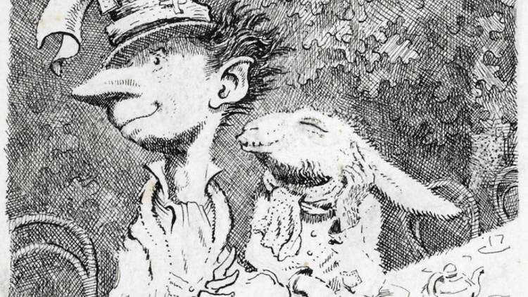 Peake's original drawing for the Mad Hatter's tea party - credit Mervyn Peake Estate and British Library Board.JPG