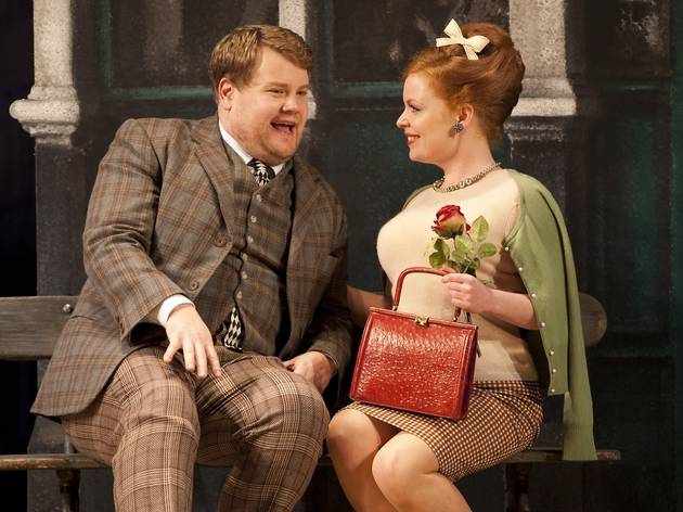 James Corden (Francis Henshall) and Suzie Toase (Dolly) in .jpg One Man, Two Guvnors, Adelphi Theatre, National Theatre