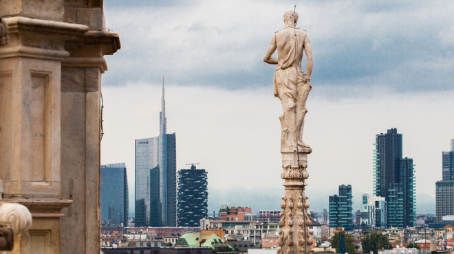 View from the Duomo rooftop, Milan, Italy